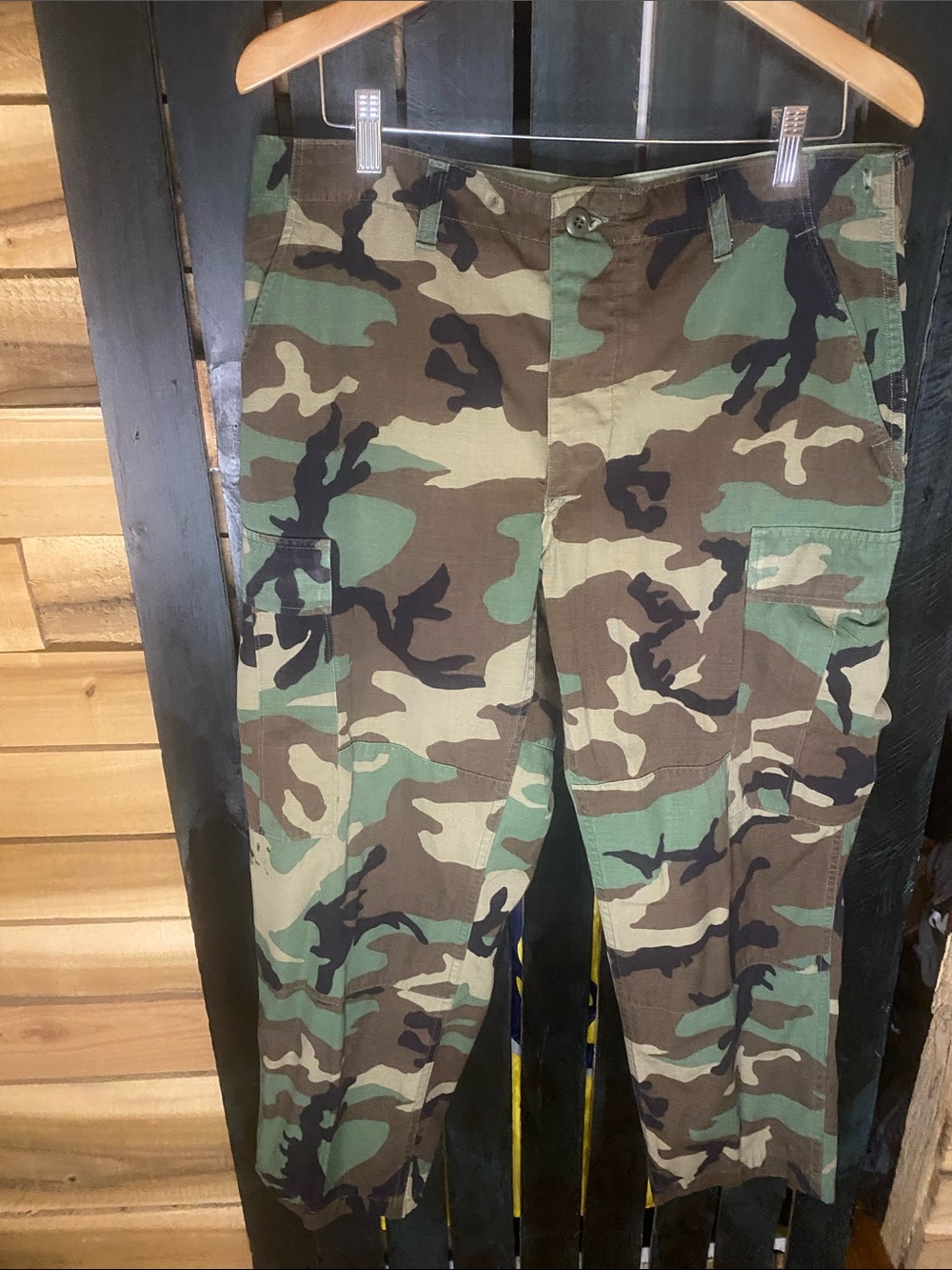 Vintage US military woodland Camouflage Cargo Pants size medium short